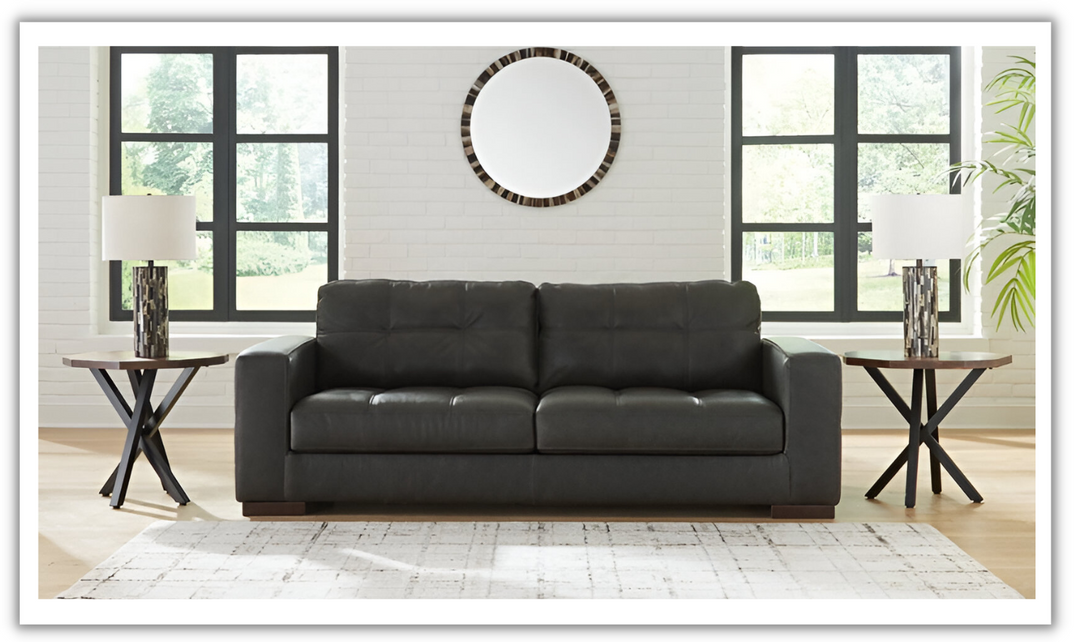 Modern Heritage Luigi 2-Seater Leather Sofa in Thunder Black