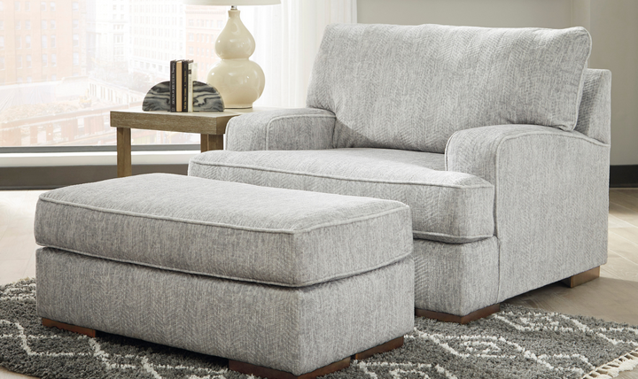 Ashley  Mercado Light Gray Fabric Ottoman