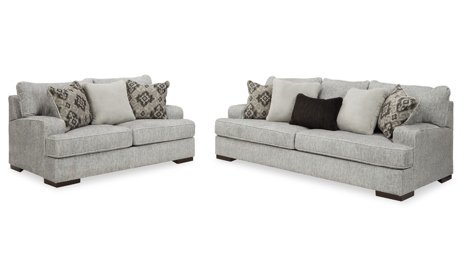 Modern Heritage Mercado Stationary Fabric Living Room Set in Pewter Gray