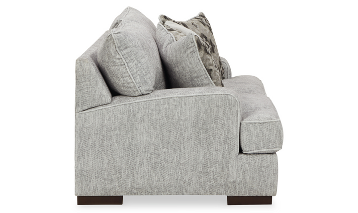 Modern Heritage Mercado Stationary Fabric Loveseat in Gray + 3 Toss Pillows