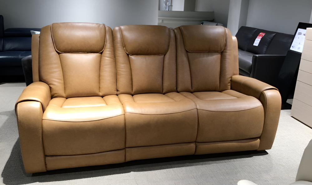 Modern Heritage card player leather reclining sofa - Jennifer Furniture