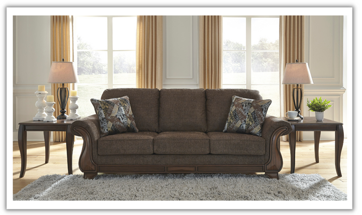 Ashley  Miltonwood 3-Seater Stationary Fabric Sofa in Teak