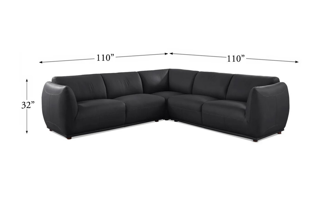 Moon 3-Pieces Leather Sectional Sofa