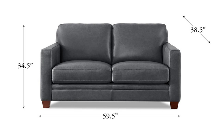 Naples 2-Seater Leather Loveseat With Track Arms-Jennifer Furniture