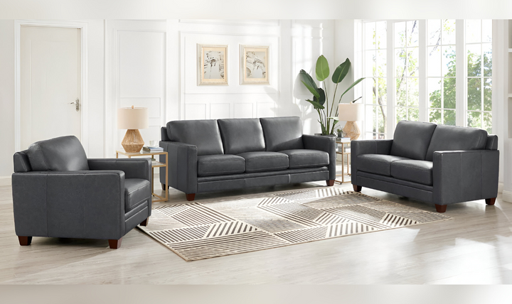 Naples 3-Seater Leather Sofa With Track Arms-Jennifer Furniture