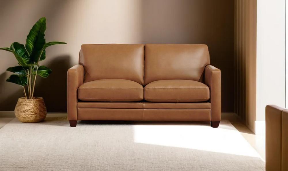 Naples 2-Seater Leather Loveseat With Track Arms-Jennifer Furniture