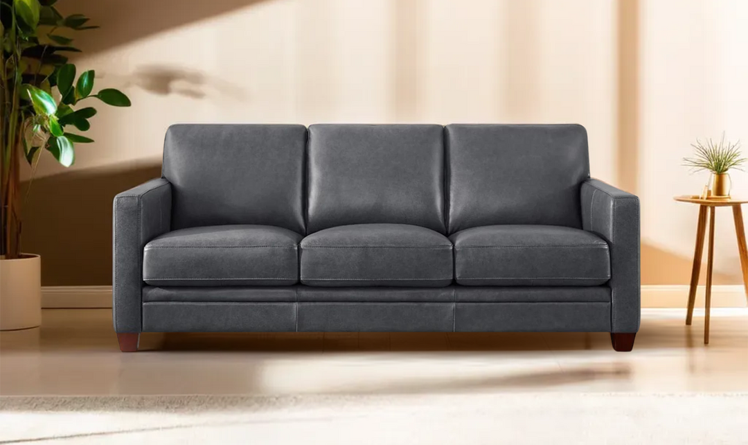 Naples 3-Seater Leather Sofa With Track Arms-Jennifer Furniture