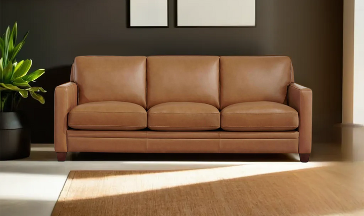 Naples 3-Seater Leather Sofa With Track Arms-Jennifer Furniture