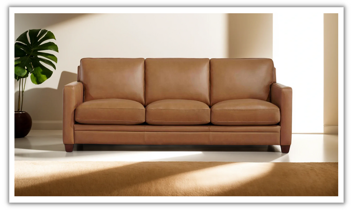 Naples 3-Seater Leather Sofa With Track Arms-Jennifer Furniture