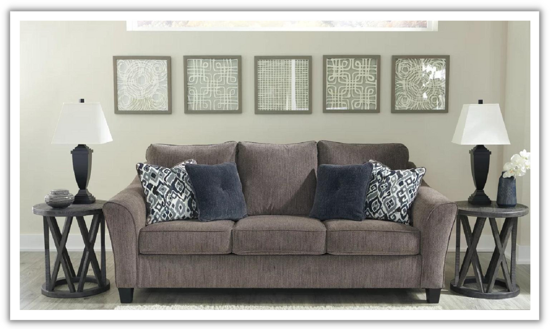 Modern Heritage Nemoli 3-Seater Fabric Queen Sleeper Sofa in Slate