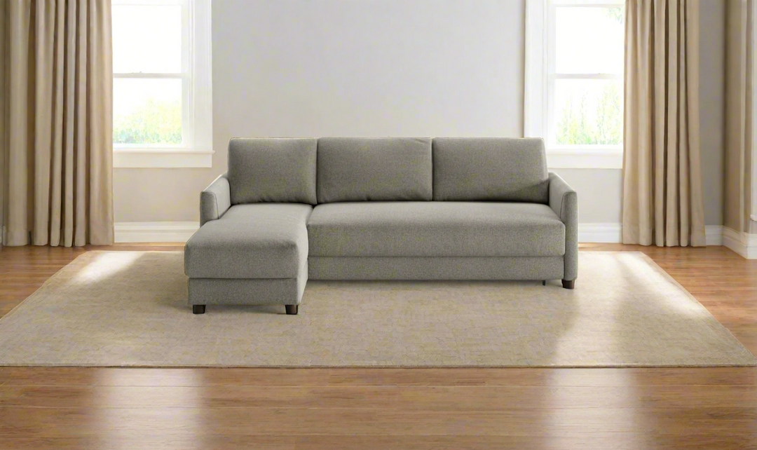 Luonto Pint L-Shaped 3-Seater Charcoal Fabric Sectional Sofa Sleeper-Jennifer Furniture