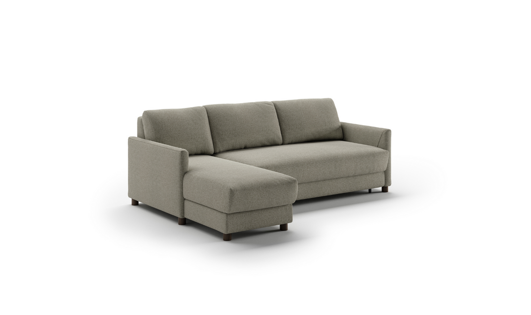 Luonto Pint L-Shaped 3-Seater Charcoal Fabric Sectional Sofa Sleeper