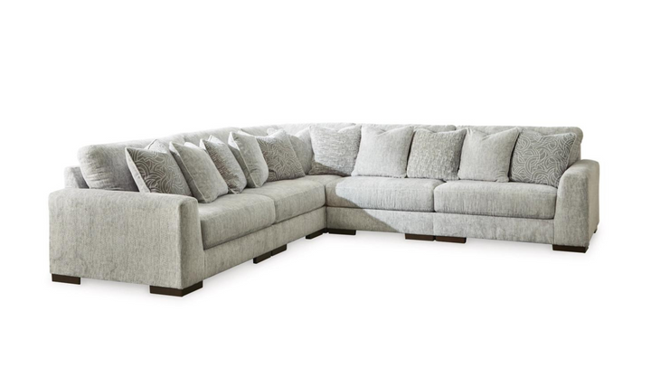 Ashley  Playwrite L-Shaped Fabric Sectional In Gray With Throw Pillows