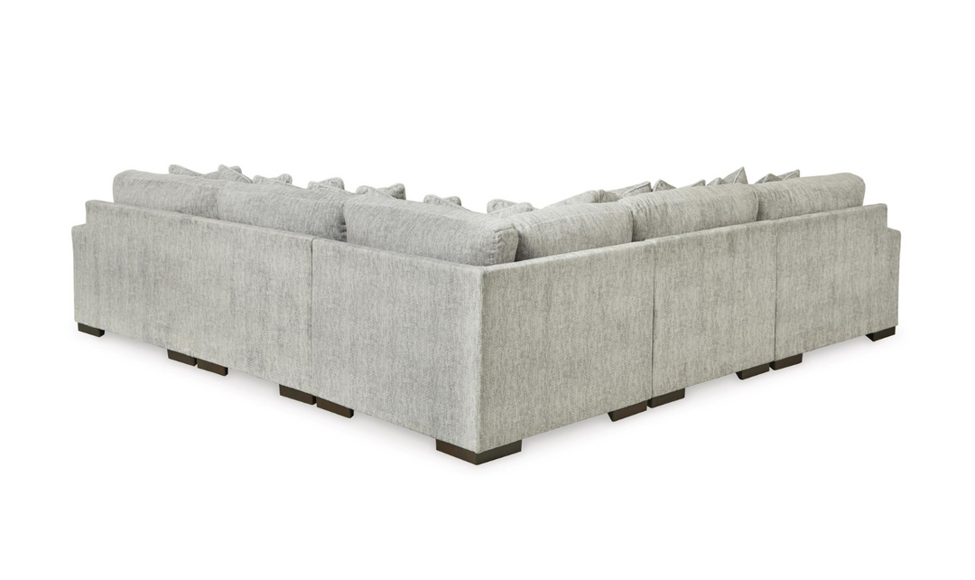 Ashley  Playwrite L-Shaped Fabric Sectional In Gray With Throw Pillows