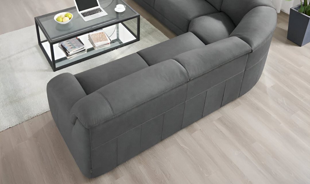 Polo 3-Pieces Leather Sectional Sofa in Charcoal Gray