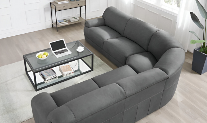 Polo 3-Pieces Leather Sectional Sofa in Charcoal Gray