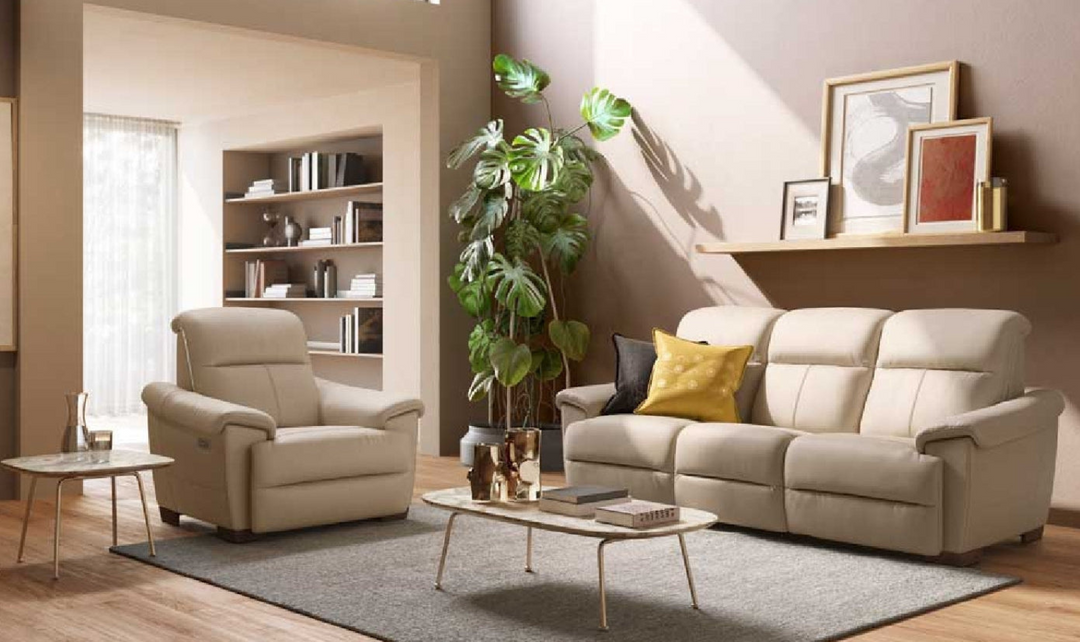 Potenza Leather Reclining Sofa with Closed Back