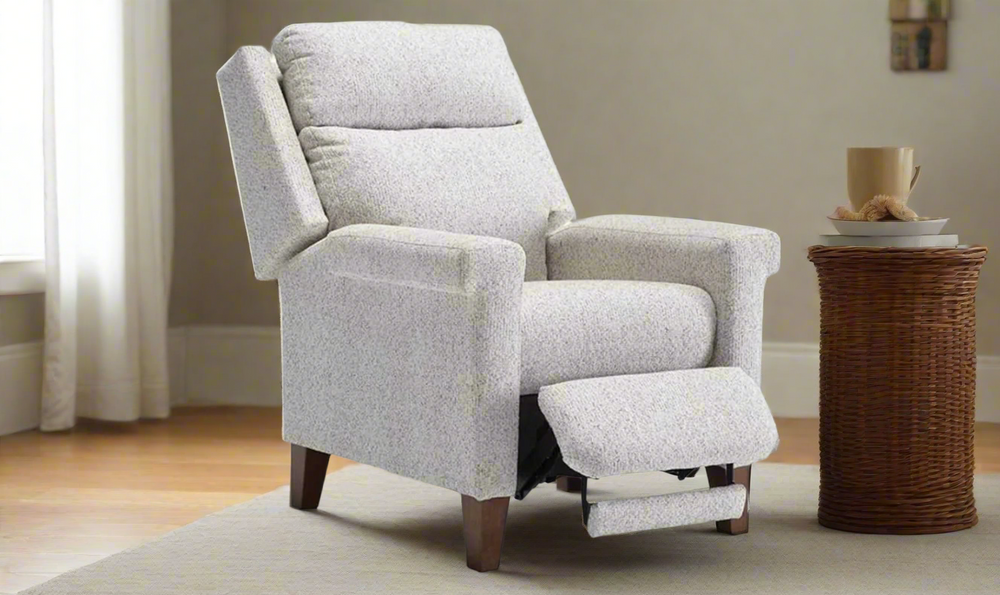 Prima Light Gray Three-Way Manual Fabric Recliner Chair in Wood-jennifer furniture