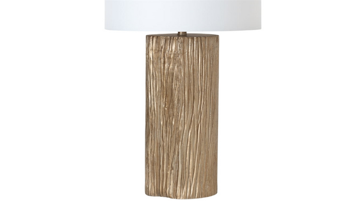 Reclaimed Wood 30" Gold Polyresin Table lamp w/ White Shade. (Set of 2)