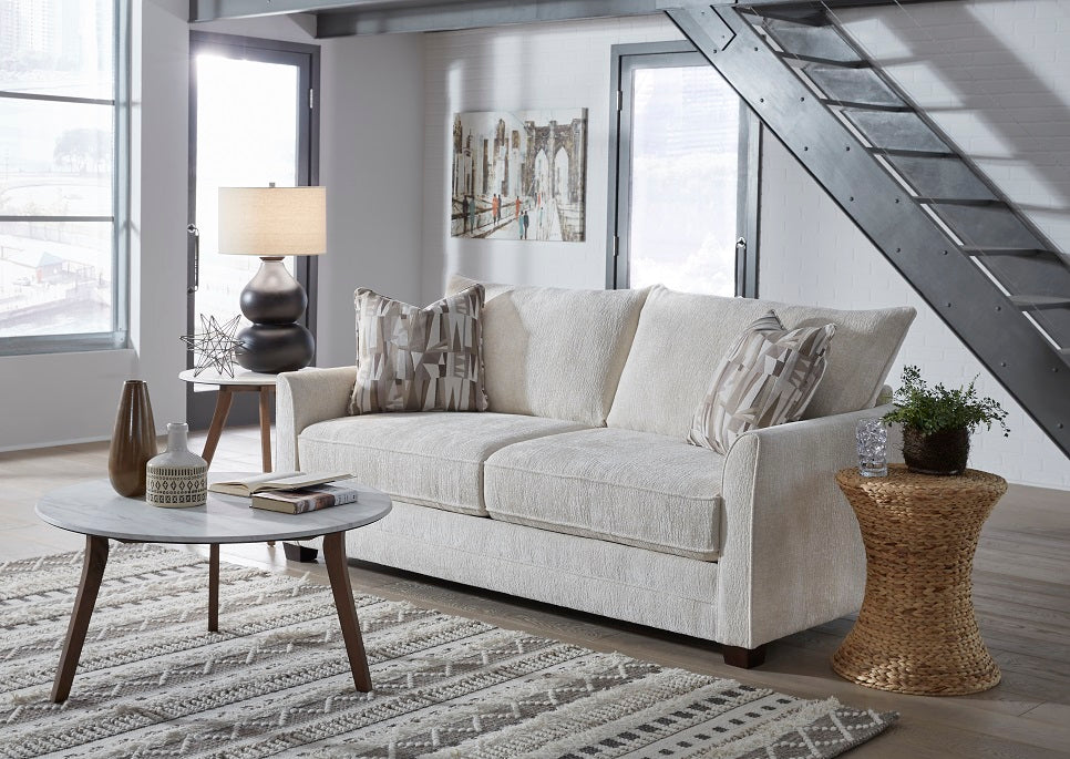 Collins Loveseat in White With Clean Lines