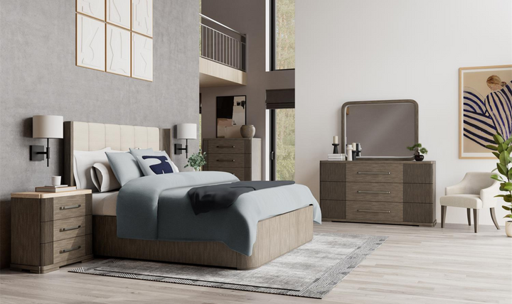 Sariel Contemporary Platform Bed with Upholstered Headboard