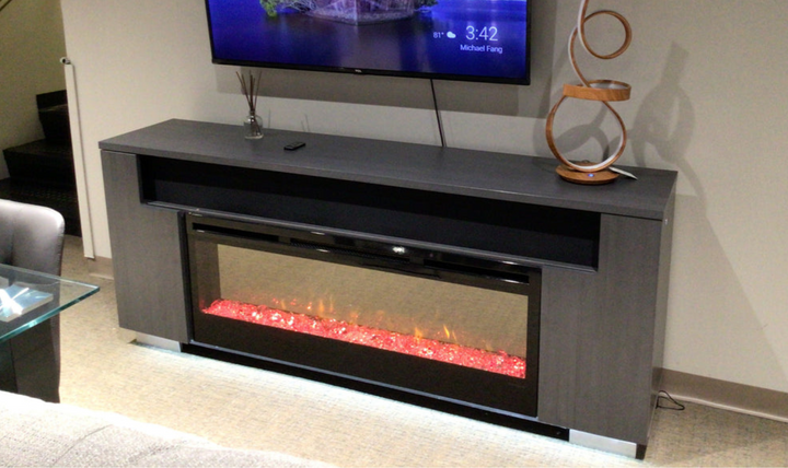 Smart Haley 76" TV console + fireplace Gray