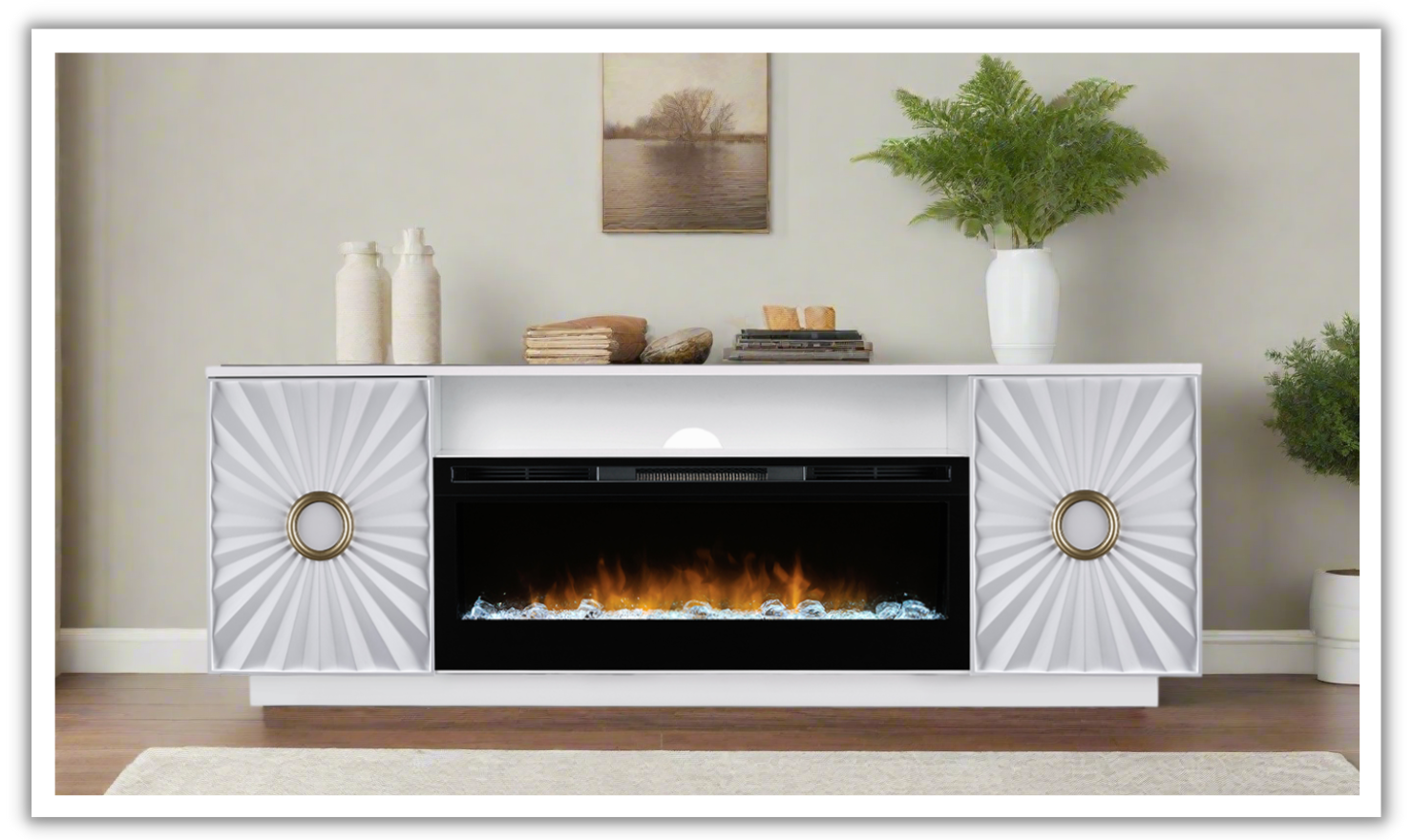 Smart Furniture Sunrise Console with Electric Fireplace