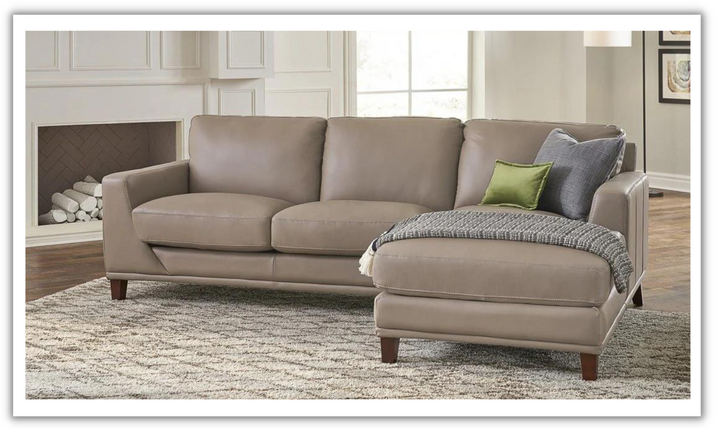 Soma L-Shape Leather Sectional Sofa in  Taupe Brown