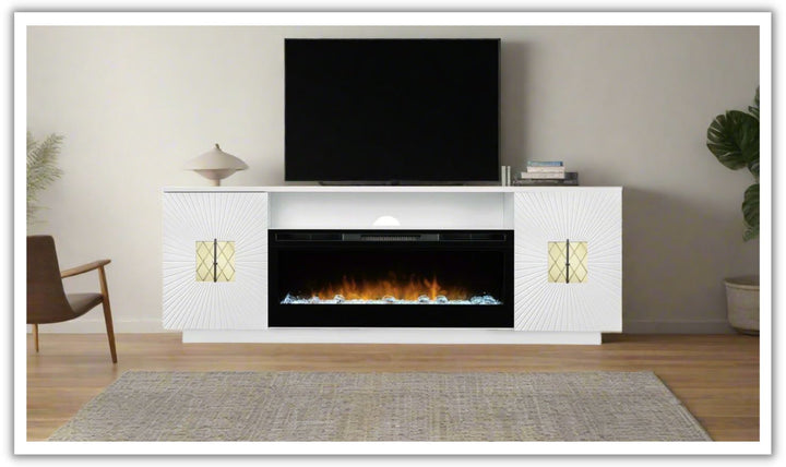 Smart Furniture Starburst TV Console with Electric Fireplace