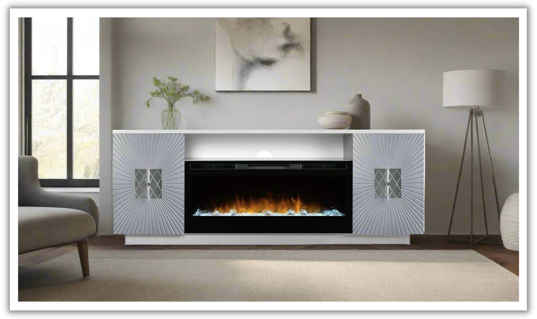 Smart Furniture Starburst TV Console with Electric Fireplace