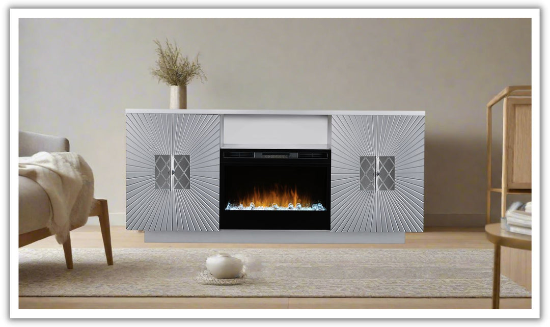 Smart Furniture Starburst TV Console with Electric Fireplace