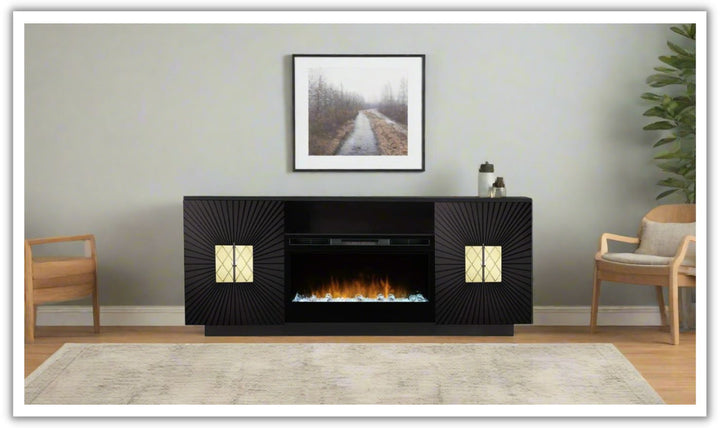 Smart Furniture Starburst TV Console with Electric Fireplace