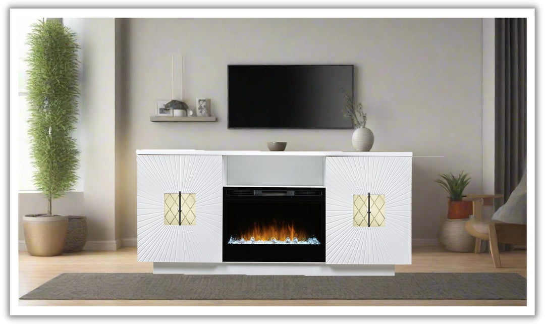 Smart Furniture Starburst TV Console with Electric Fireplace