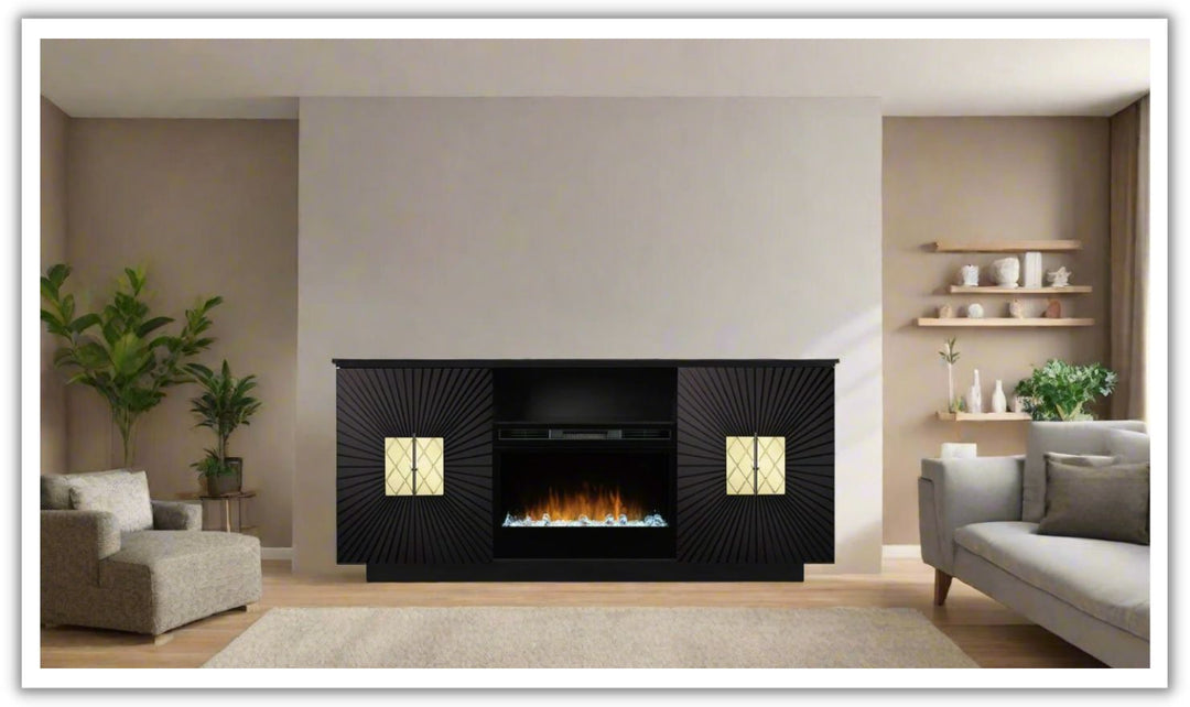 Smart Furniture Starburst TV Console with Electric Fireplace