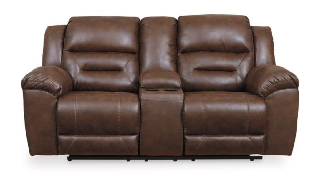 Stoneland Power Reclining Leather Loveseat With Console