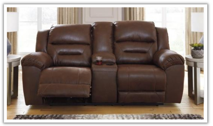 Stoneland Power Reclining Leather Loveseat With Console