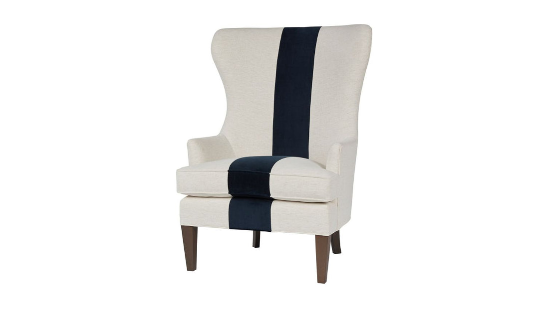 Universal Furniture Getaway Surfside Wing Fabric White Chair with Brownstone Finish