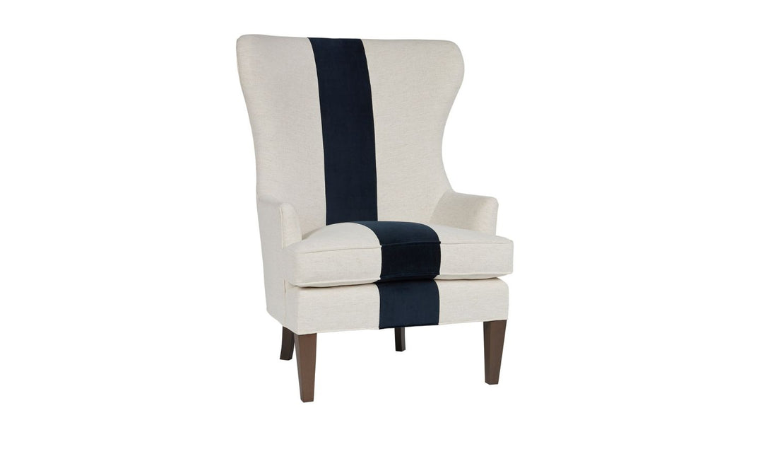 Universal Furniture Getaway Surfside Wing Fabric White Chair with Brownstone Finish