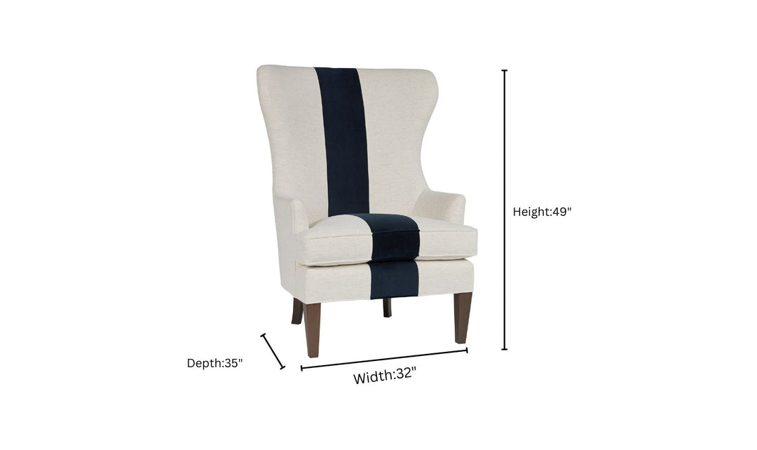 Universal Furniture Getaway Surfside Wing Fabric White Chair with Brownstone Finish