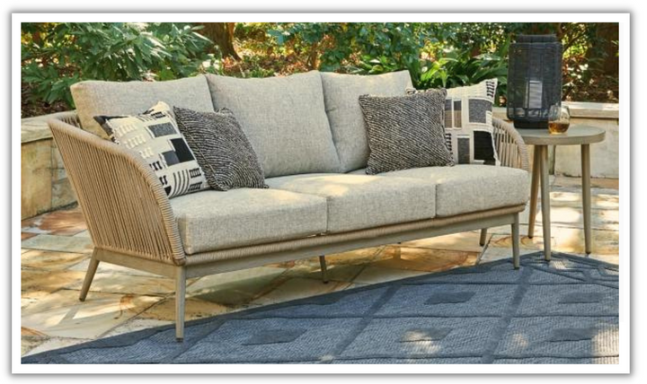 Modern Heritage Swiss Valley Fabric Outdoor Sofa with Cushion