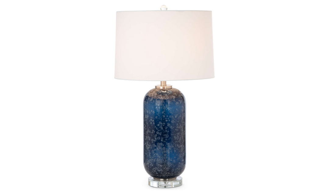 Tootsie 30" Blue Glass Table Lamp w/ Crystal Base, (Set of 2)