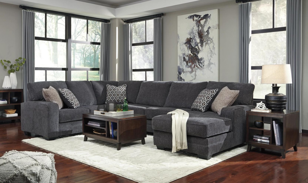 Ashley  Tracling 3-Piece Fabric Sectional With Chaise In Slate-Jennifer Furniture