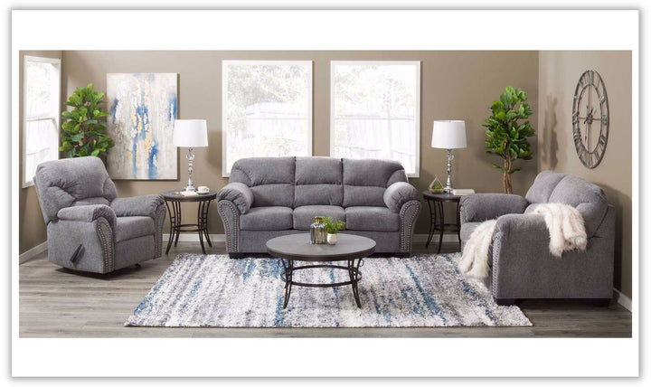 Modern Heritage Allmaxx Fabric Recliner Living Room Set in Gray