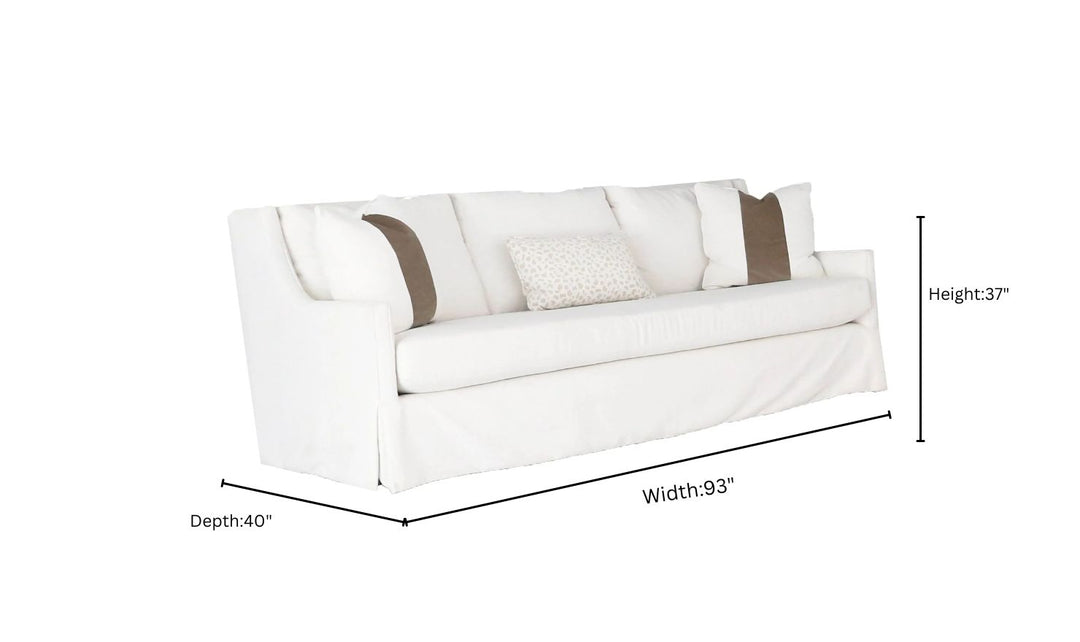 Universal Furniture Hudson 3-seater Fabric White Sofa with Pillows