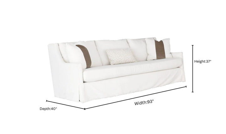 Universal Furniture Hudson 3-seater Fabric White Sofa with Pillows