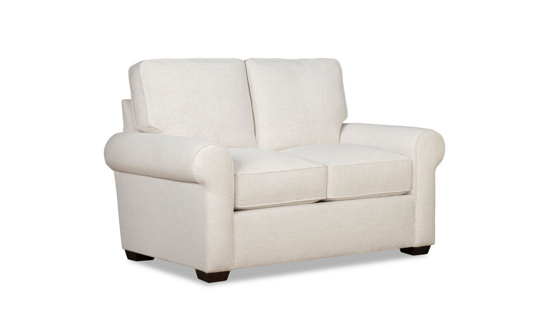 Klaussner Kate Modern Fabric White Loveseat with Track Arms