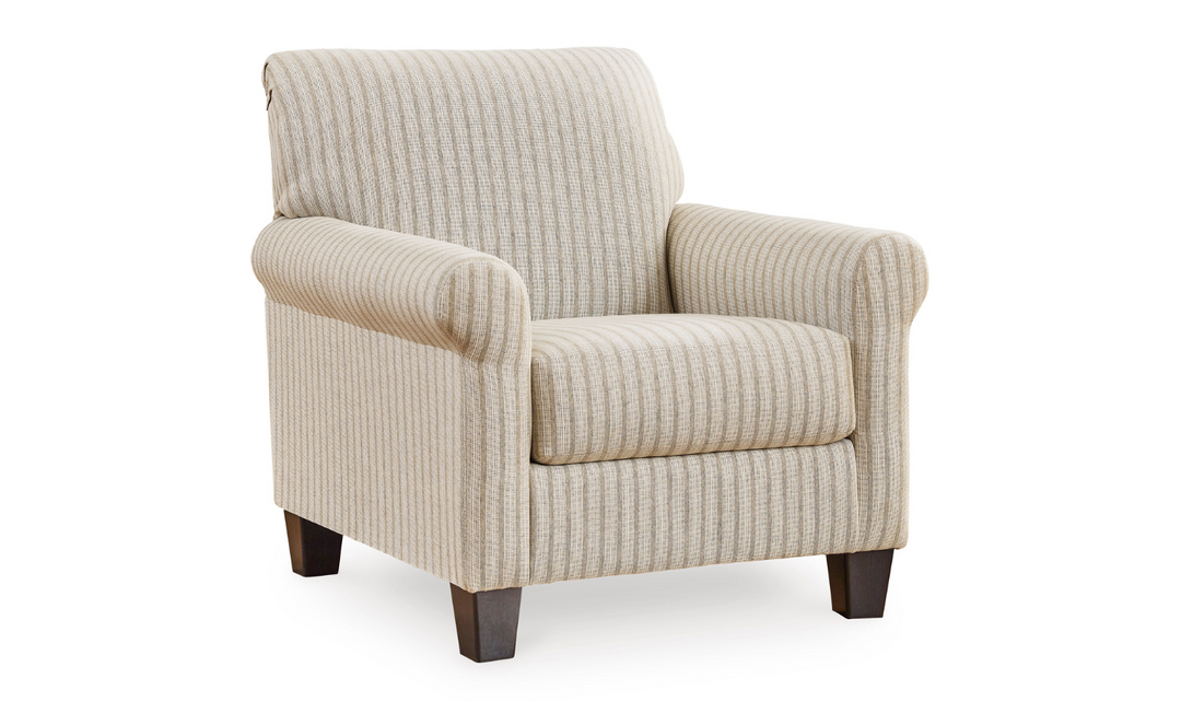 Valerani Fabric Rolled Arm Accent Chair in Sandstone