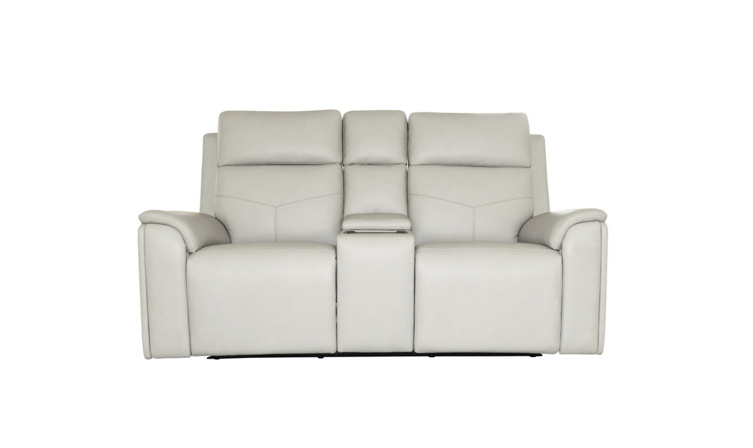 Vernon Dove Grey Fabric Power Reclining Loveseat with Console