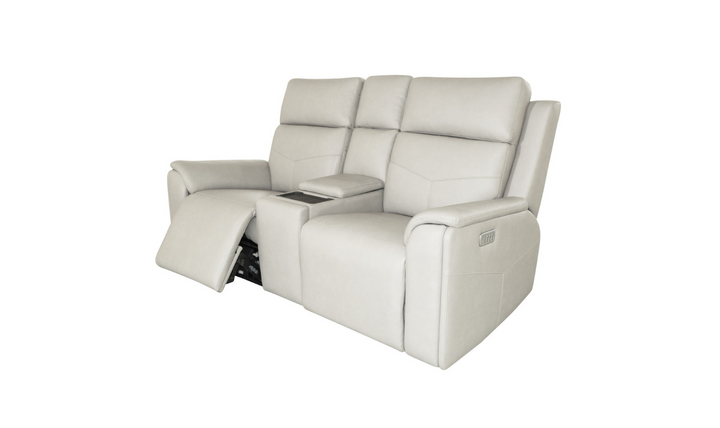 Vernon Dove Grey Fabric Power Reclining Loveseat with Console