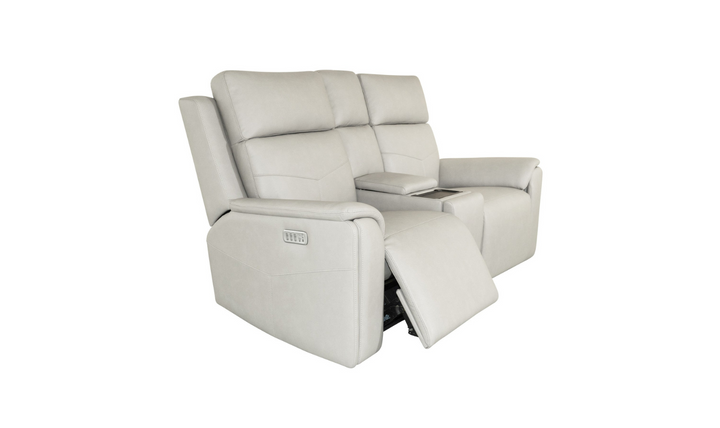 Vernon Dove Grey Fabric Power Reclining Loveseat with Console